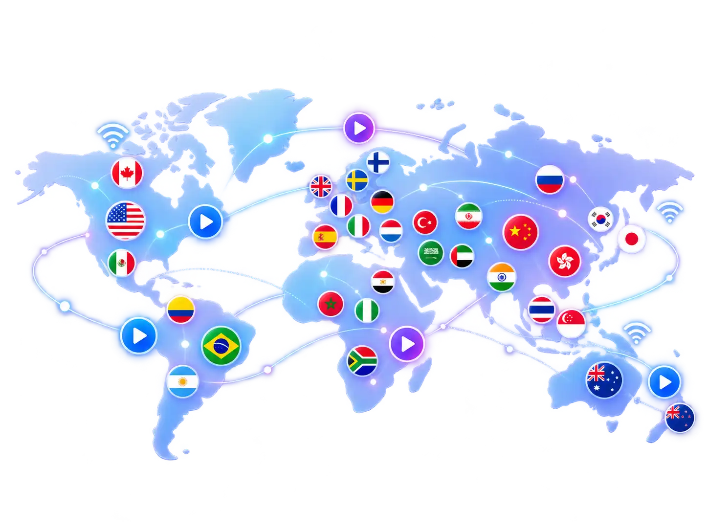 IPTV Schweiz Weltkarte mit internationalen Senderregionen