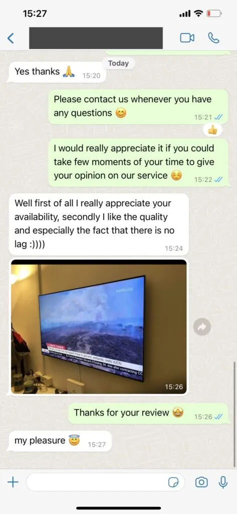 WhatsApp Support Ansicht zu IPTV Schweiz 2